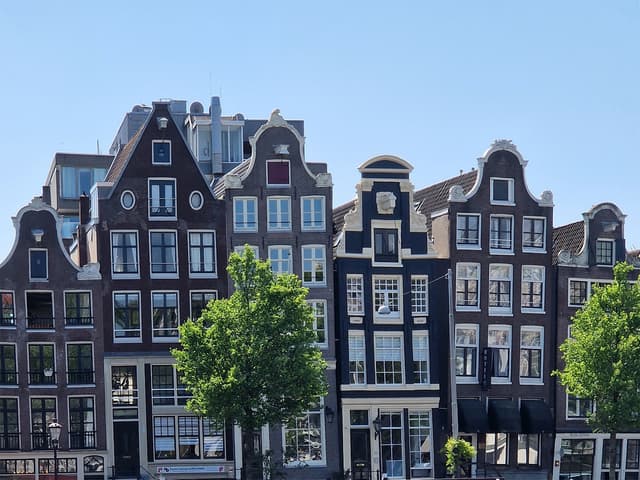 A photo of Amsterdam's historic canal houses.